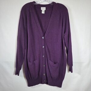 Moda International Purple‎ Lambswool Angora Rabbit Hair Cardigan Sweater M